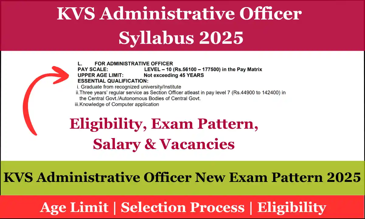 KVS Administrative Officer Syllabus 2025