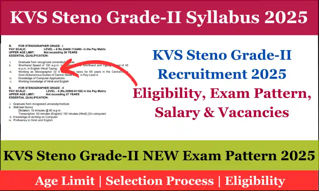 KVS Stenographer Grade-II Syllabus 2025