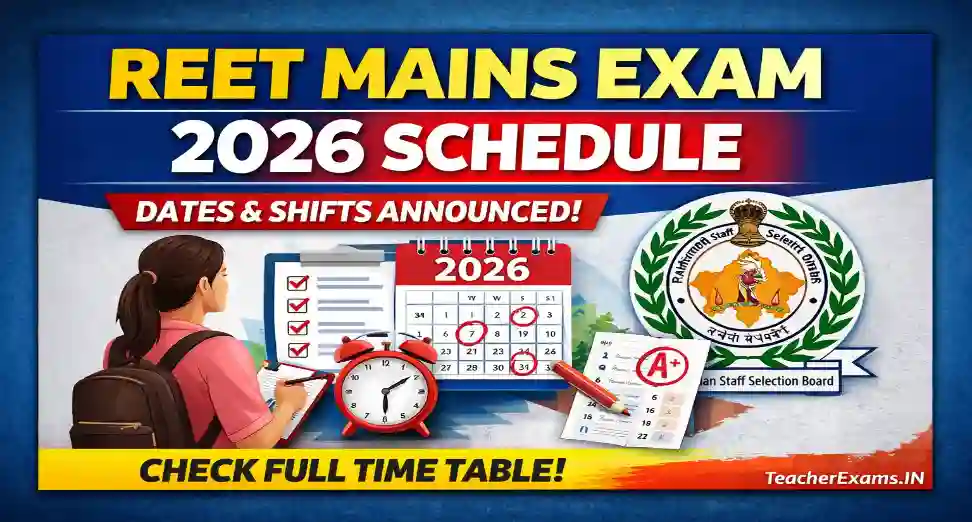 REET Mains Exam 2026 Schedule