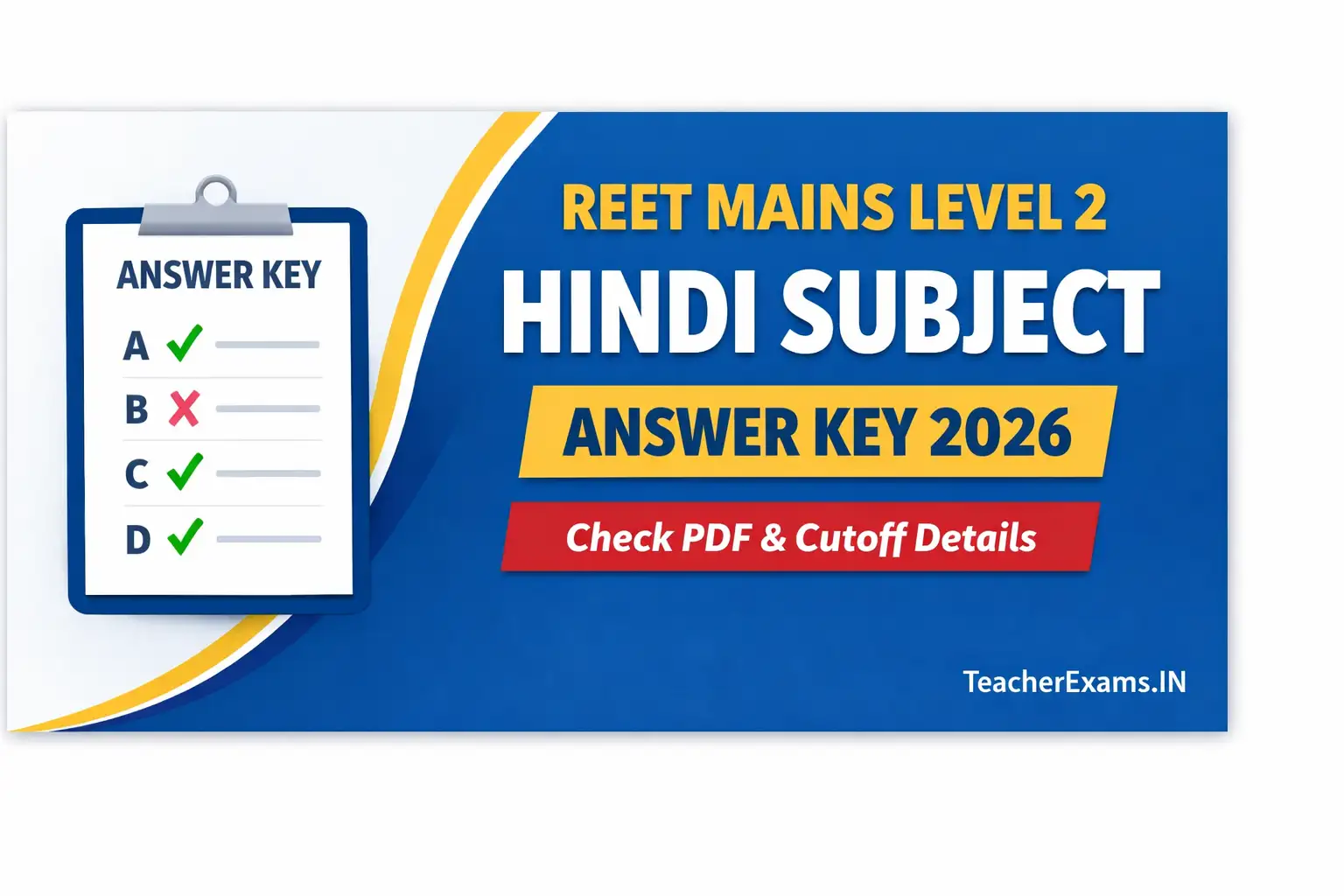 REET Mains Level 2 Hindi Subject Answer Key 2026